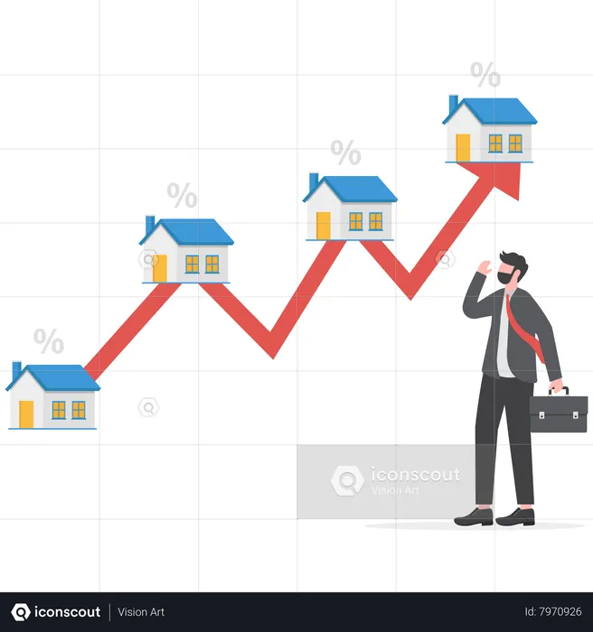 Businessman investor thinking for real estate and housing investment opportunity  Illustration