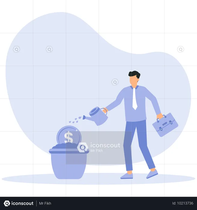 Businessman invests in stock market  Illustration