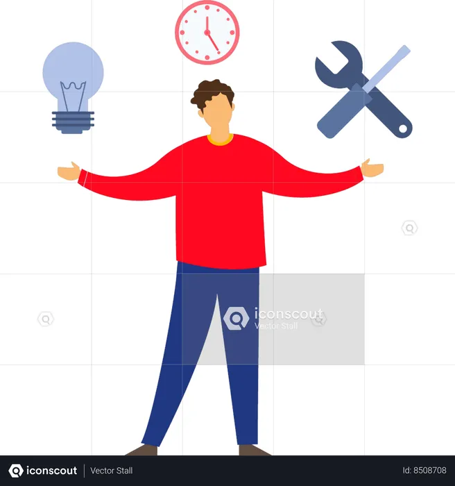 Businessman is achieving deadlines on time  Illustration