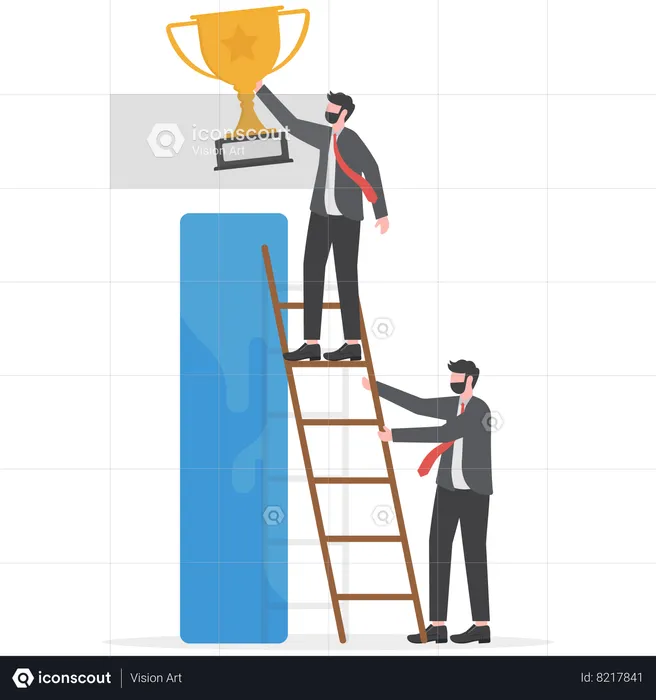 Businessman is achieving his target  Illustration