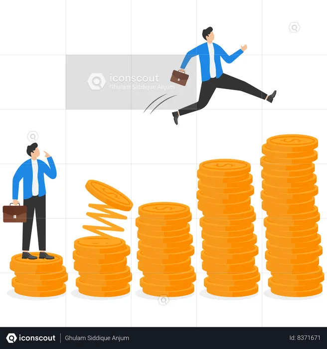 Businessman is aiming high financial growth  Illustration