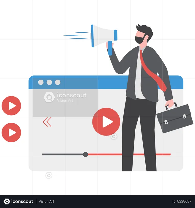 Businessman is alerting his employees  Illustration