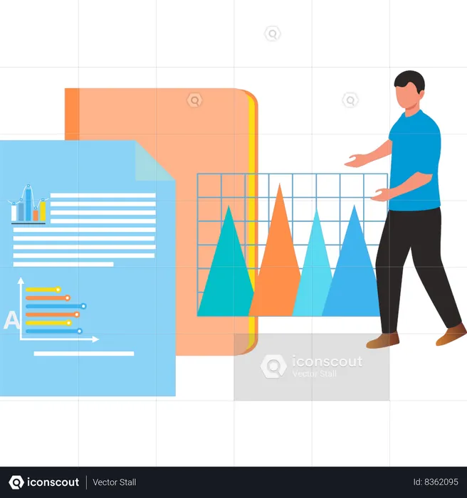 Businessman is analyzing business data  Illustration