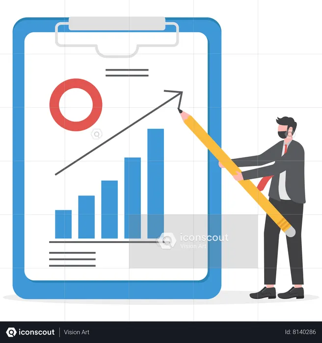 Businessman is analyzing business profits  Illustration