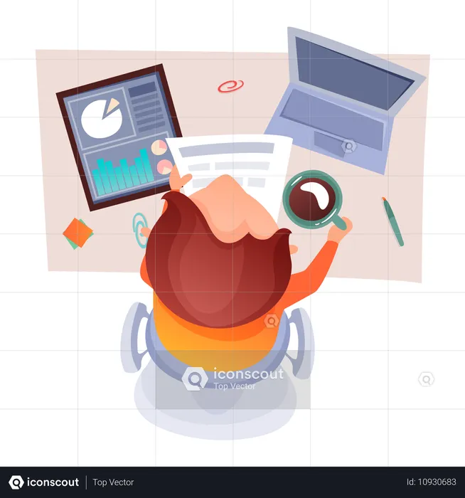 Businessman is analyzing business strategy  Illustration