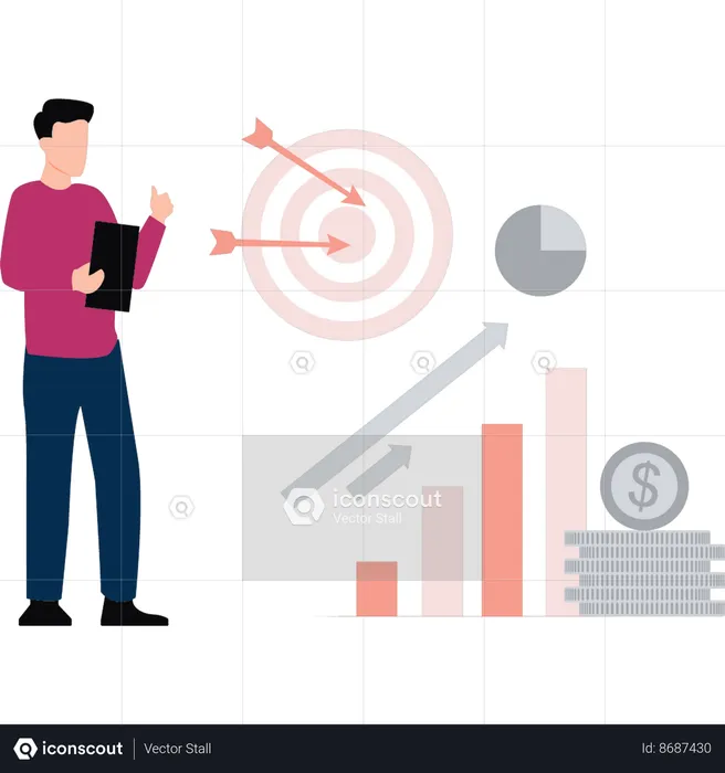 Businessman is analyzing business targets  Illustration