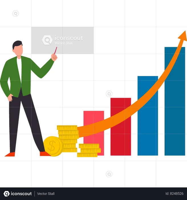 Businessman is analyzing financial growth  Illustration