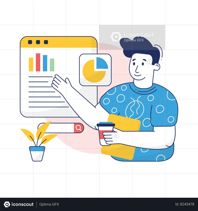 Businessman is analyzing financial report  Illustration