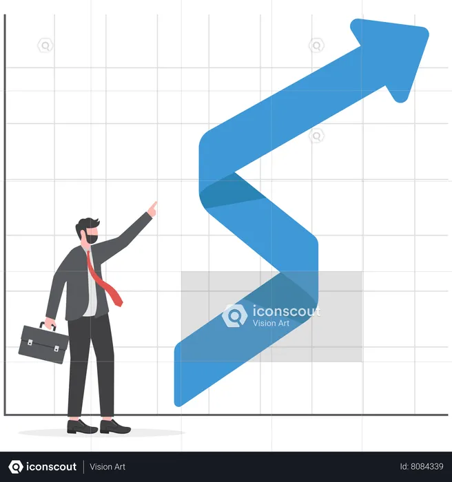 Businessman is analyzing his growth chart  Illustration