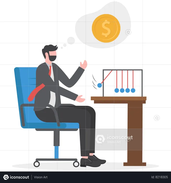 Businessman is analyzing his profits  Illustration