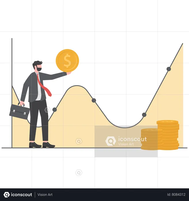 Businessman is analyzing investment graph  Illustration