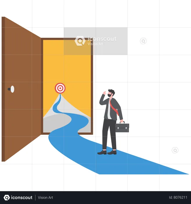 Businessman is analyzing outdoor opportunities  Illustration