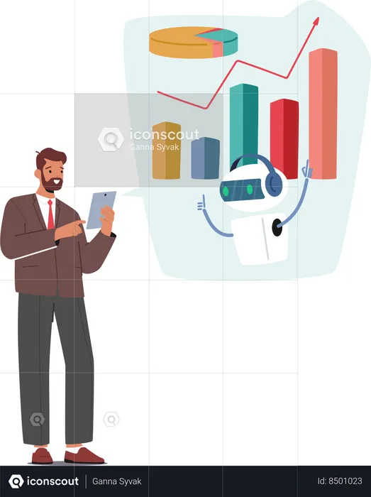 Businessman is analyzing profit chart  Illustration