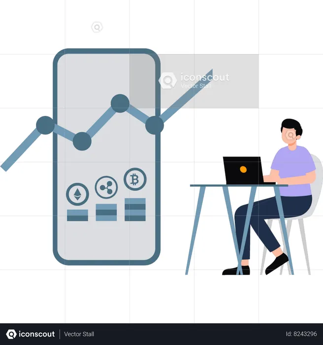 Businessman is analyzing share market  Illustration