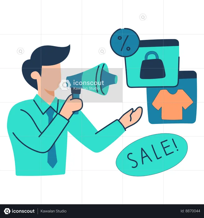 Businessman is announcing shopping sale  Illustration