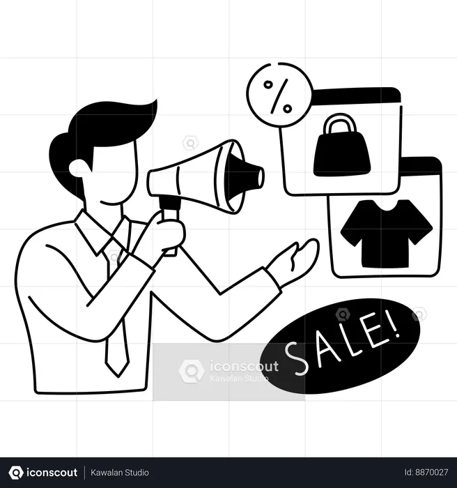 Businessman is announcing shopping sale  Illustration