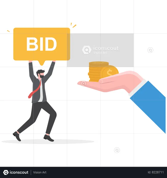 Businessman is bidding  Illustration