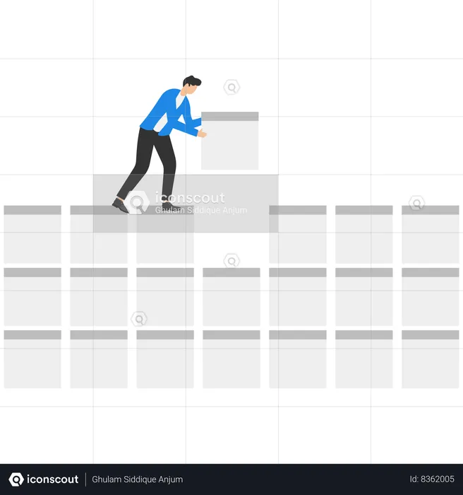 Businessman is building up stacks with consistent performance  Illustration