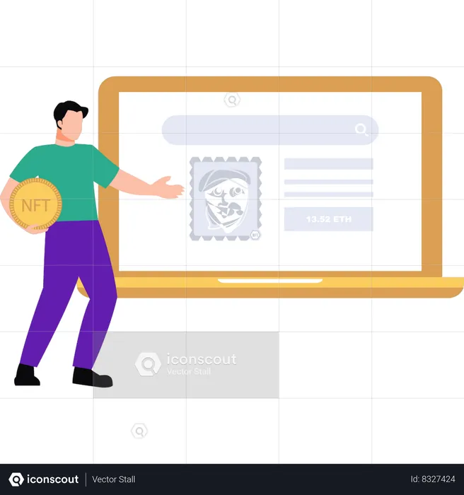 Businessman is buying online shares  Illustration