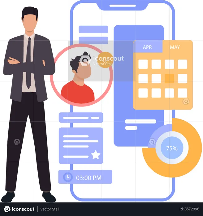 Businessman is calculating employees salary  Illustration