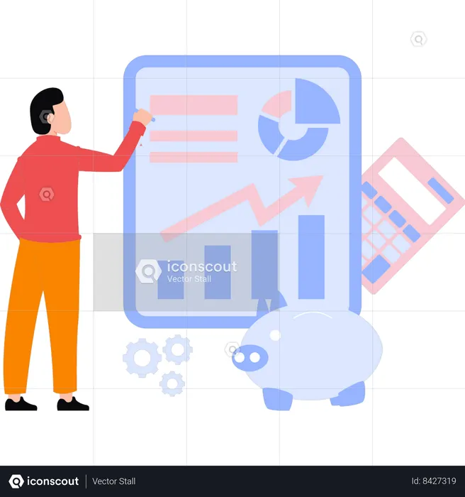 Businessman is calculating personal incomes  Illustration