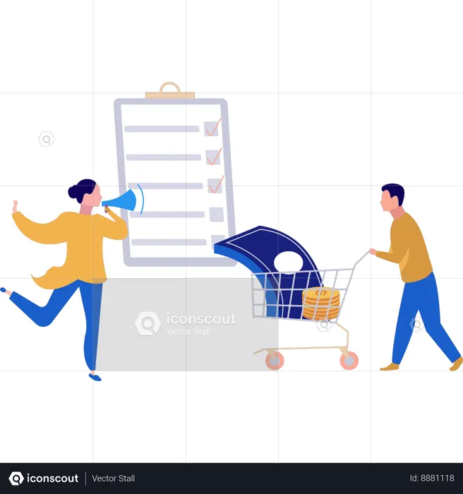 Businessman is carrying the trolley  Illustration