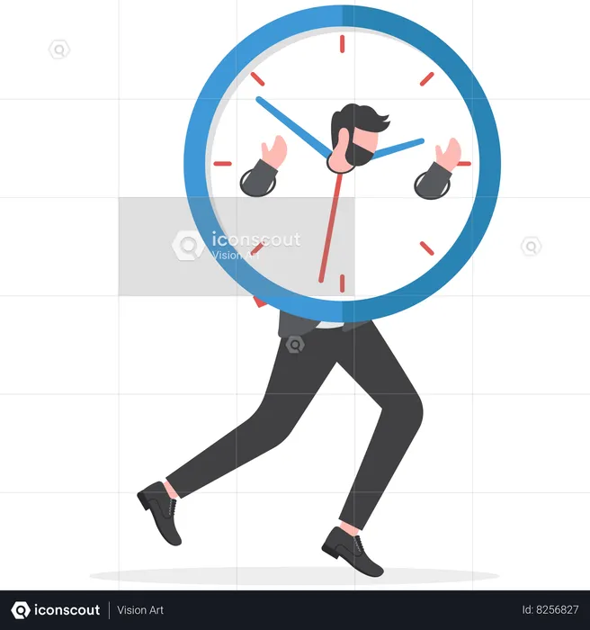 Businessman is catching up his deadline  Illustration