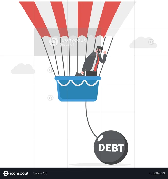 Businessman is caught in debt circle  Illustration