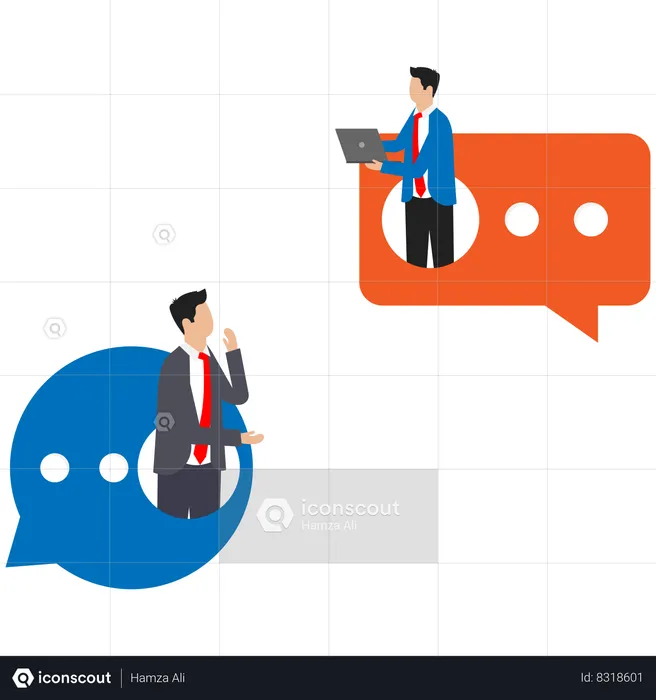 Businessman is chatting with employees  Illustration