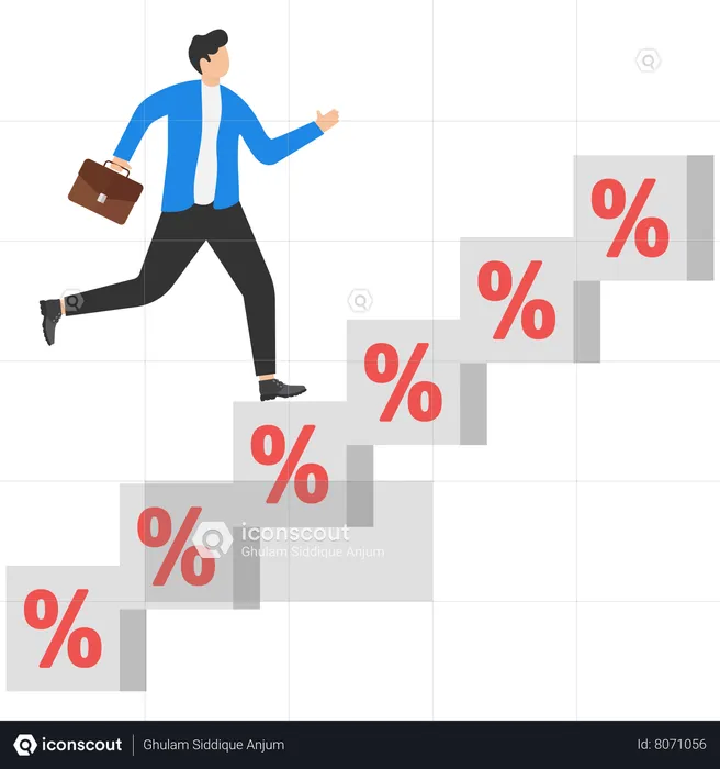 Businessman is stepping towards success stairs and business development  Illustration