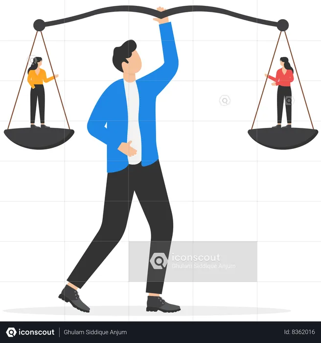 Businessman is comparing employees  Illustration