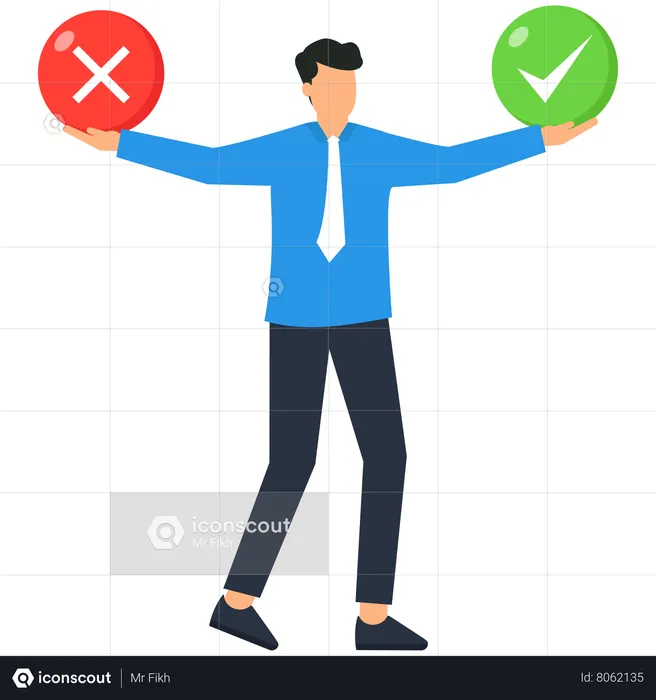 Businessman is confused to make correct decisions  Illustration
