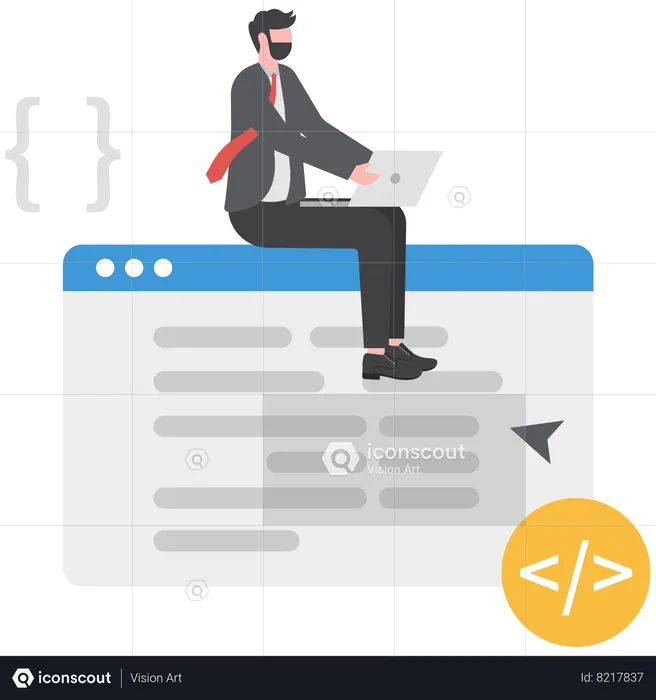 Businessman is debugging his software  Illustration