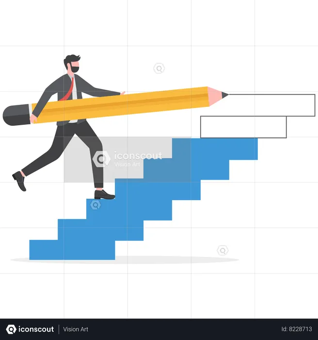 Businessman is designing success ladder  Illustration