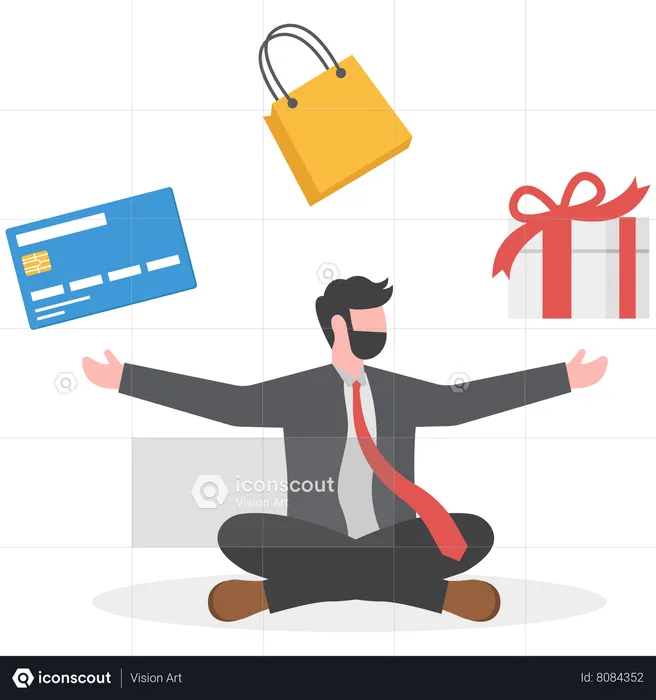 Businessman is distributing bonus among employees  Illustration