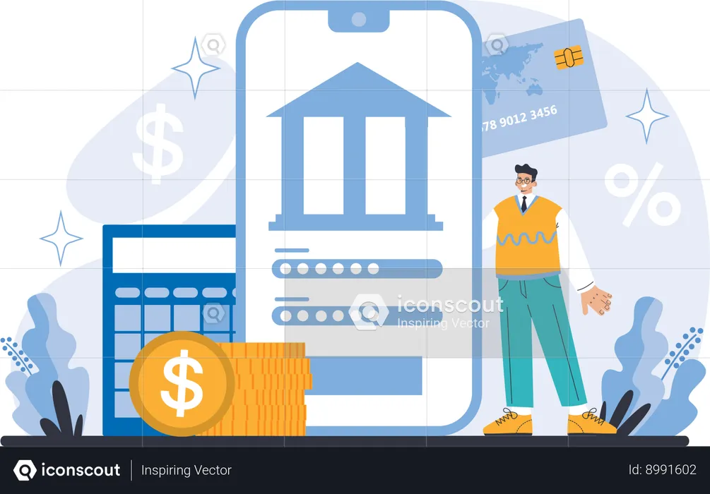 Businessman is doing card payment  Illustration