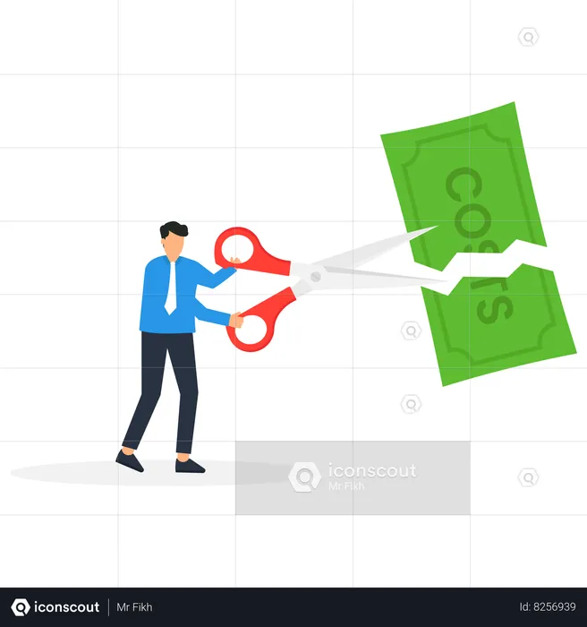 Businessman is doing cost cutting  Illustration