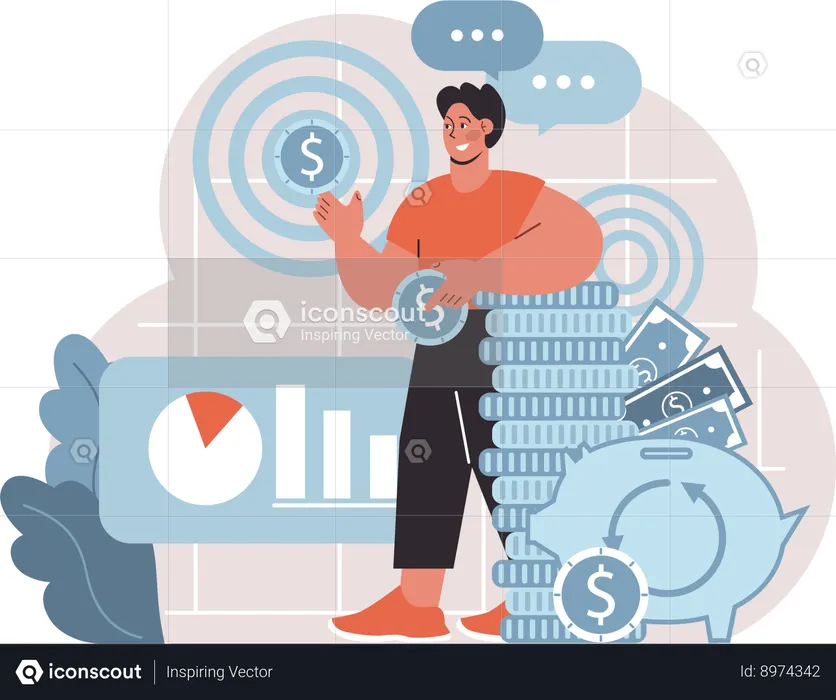 Businessman is doing financial management  Illustration