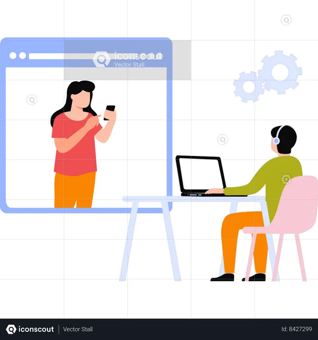 Businessman is doing online meeting  Illustration