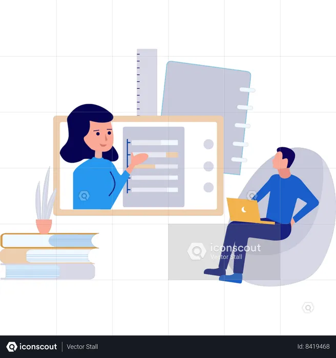 Businessman is doing online meeting  Illustration