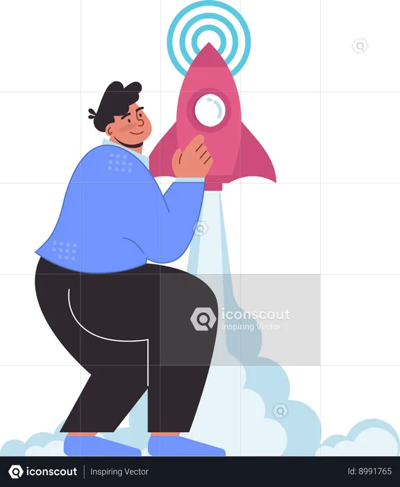 Businessman is doing product launch  Illustration