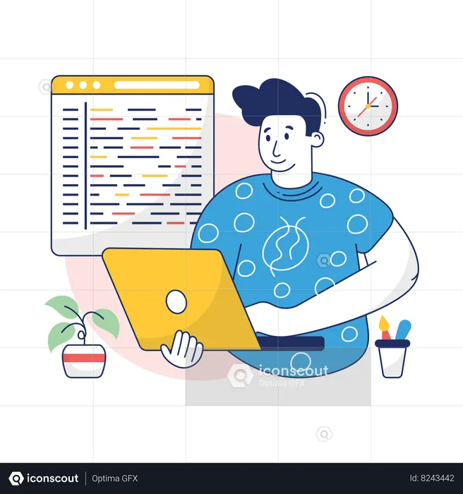 Businessman is doing Programming  Illustration