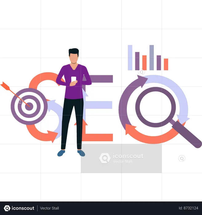 Businessman is doing seo search  Illustration