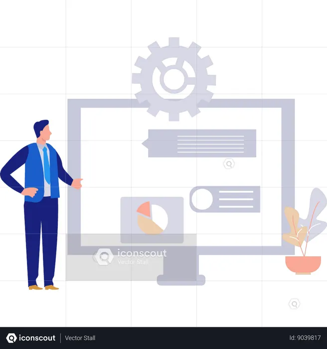 Businessman is doing settings  Illustration