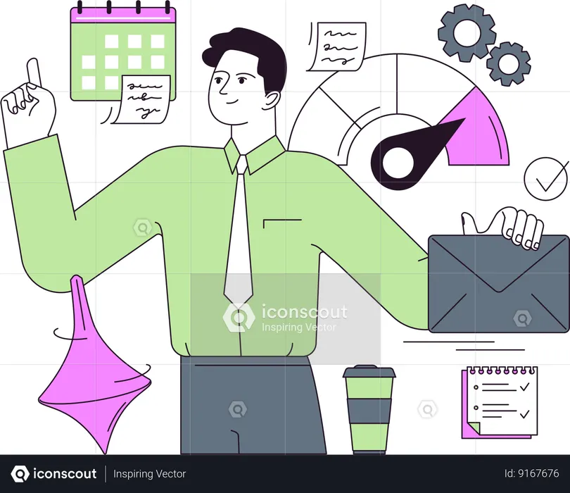 Businessman is doing task management  Illustration