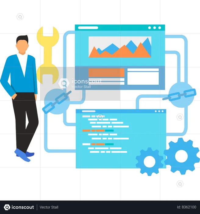 Businessman is doing web monitoring  Illustration