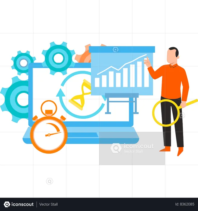 Businessman is doing web monitoring  Illustration