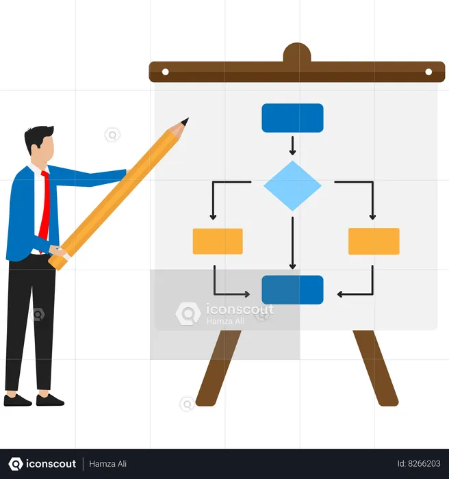 Businessman is doing workflow management  Illustration