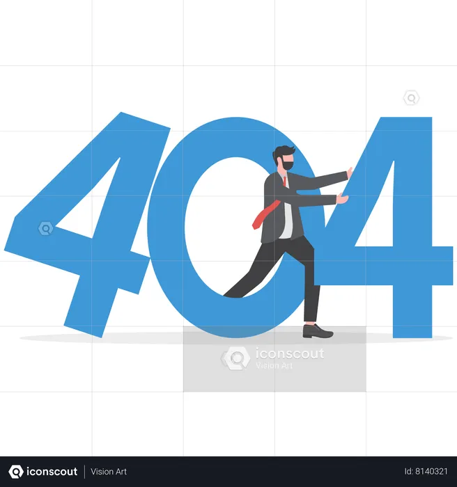 Businessman is encountering 404 error  Illustration