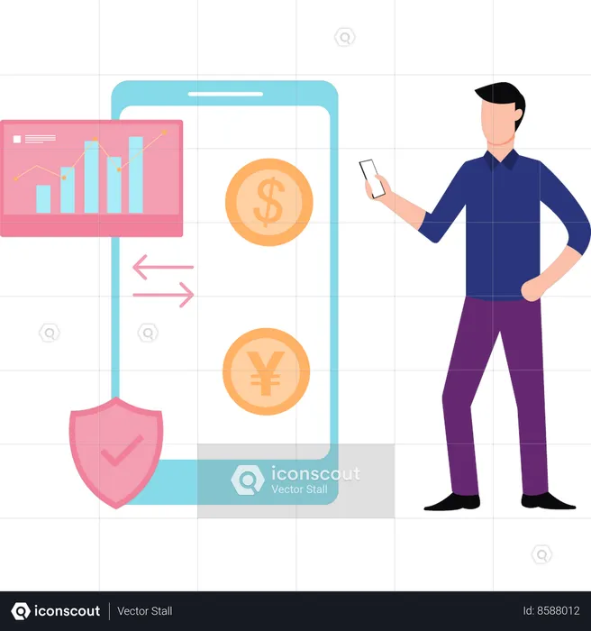 Businessman is exchanging crypto coins  Illustration